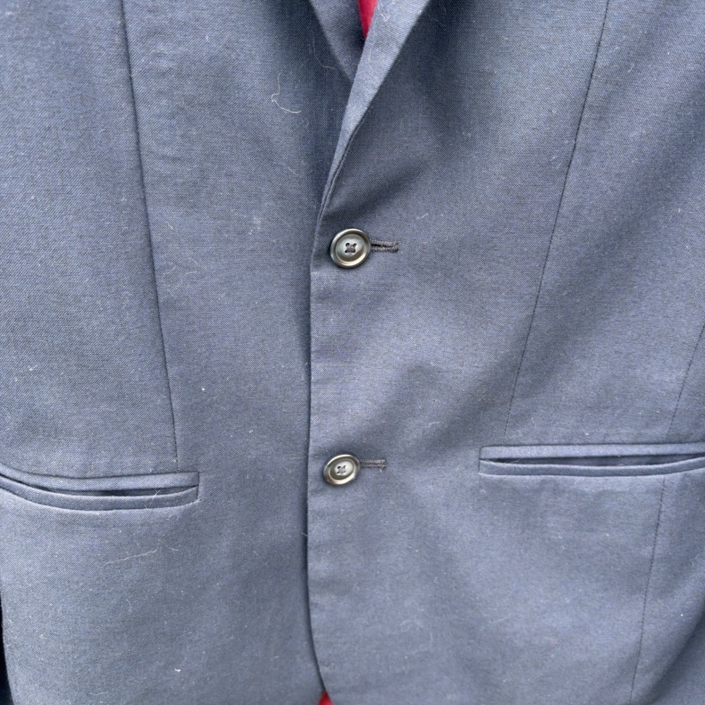 Blazer Boys Navy Blue Good Two Button Burgundy Lining Kids Size 14 - Picture 9 of 12